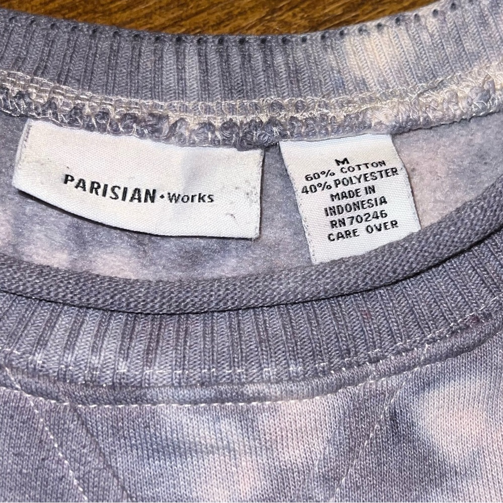 Parisian Works Purple Acid Wash Punk Cozy Crewneck Long Sleeve Sweatshirt Size M - Picture 11 of 12